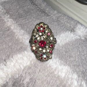 Olipop USA Adjustable Red and Gold Gemstone Ring Gothic